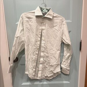 Thomas Dean White and Green Geometric Shirt